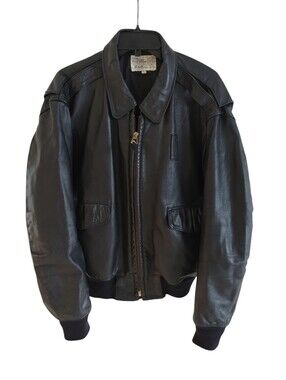 VTG R & R Nashville Goatskin Leather Bomber Jacket L Pilot, Biker, Customs USA L